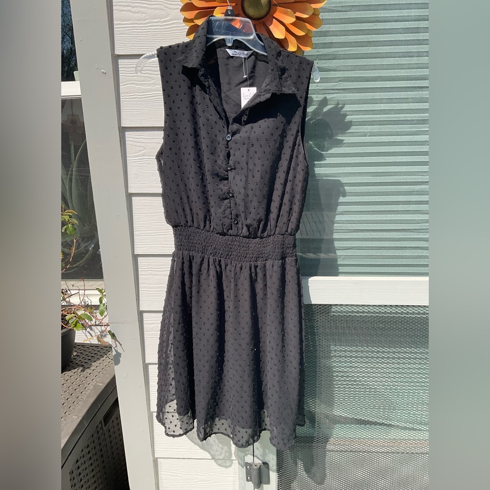 NWT Cupshe Black Sleeveless Button-Front Mini Dress